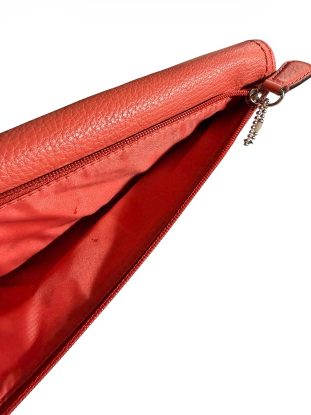 Coach Park Coral Pink Sienna Pebble Leather Trifold Turnlock Envelope Wallet - Picture 4 of 9